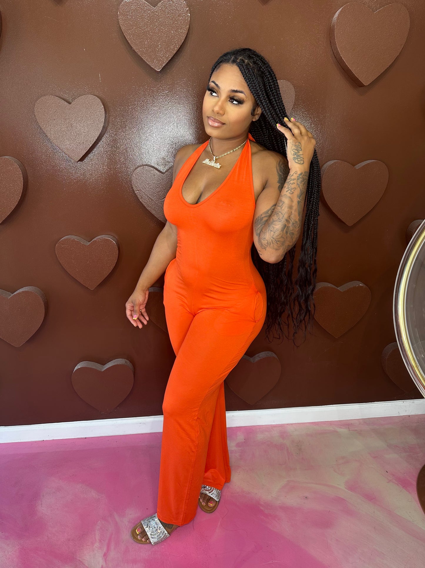 Private Party Jumpsuit- Orange